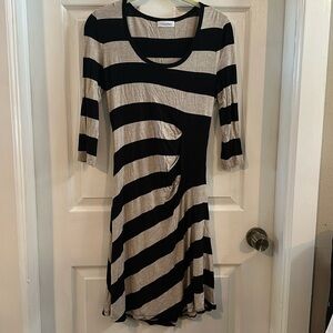 Calvin Klein striped dress small black and tan
